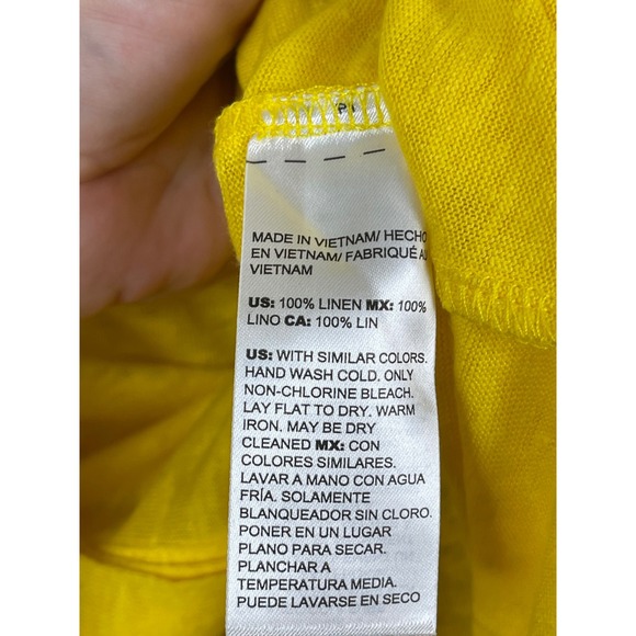 Chico's Linen Button Up Shirt Womens 4 XXL Yellow Excellent Short Sleeve Blouse - Picture 4 of 7